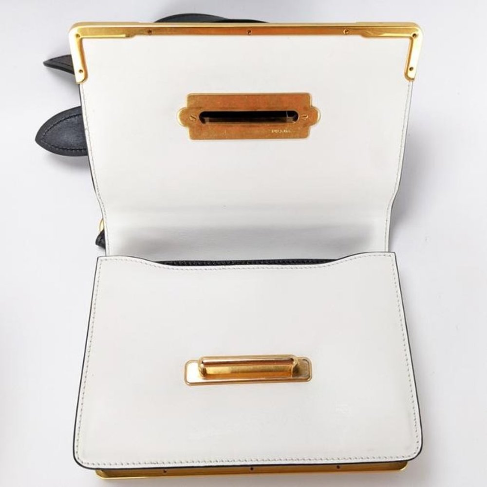SOLD Prada Cahier Medium White Leather Cross Body Bag - Picture 5 of 12